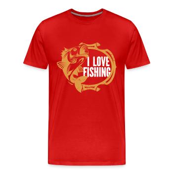 Angler Angelhaken Angelrute Sportfischer - Männer Premium Bio T-Shirt - Rot - Vorne - Damien (186cm)
