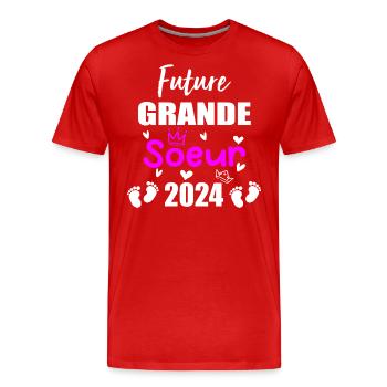 Future Grande Soeur 2024 bientôt Grande Soeur - T-shirt bio Premium Homme - rouge - Devant - Damien (186cm)