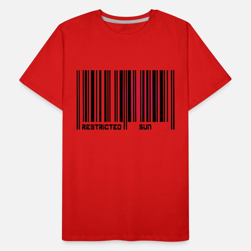 Restricted Sun, Dim. restreint, code à barres. T-shirt bio Premium Homme
