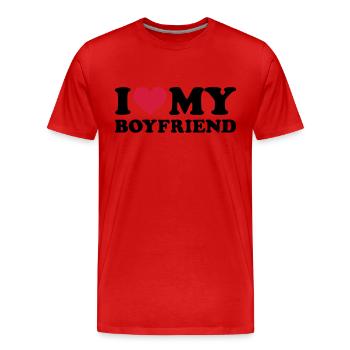 I love my boyfriend - T-shirt bio Premium Homme - rouge - Devant - Damien (186cm)
