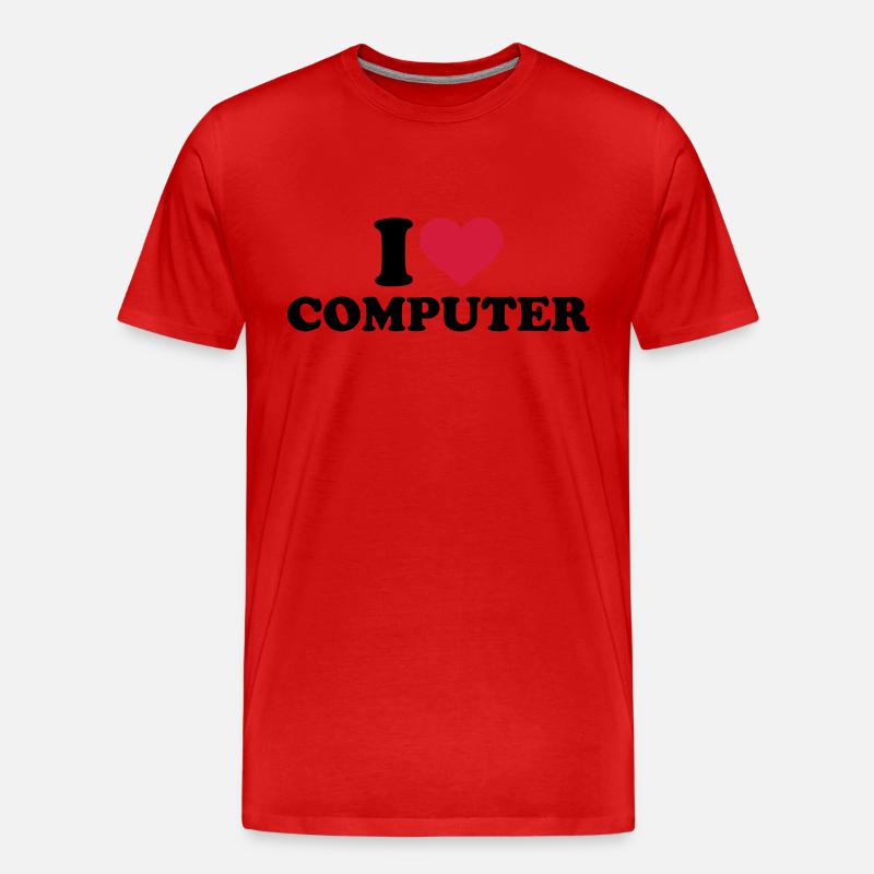 Computer - Männer Premium Bio T-Shirt - Rot