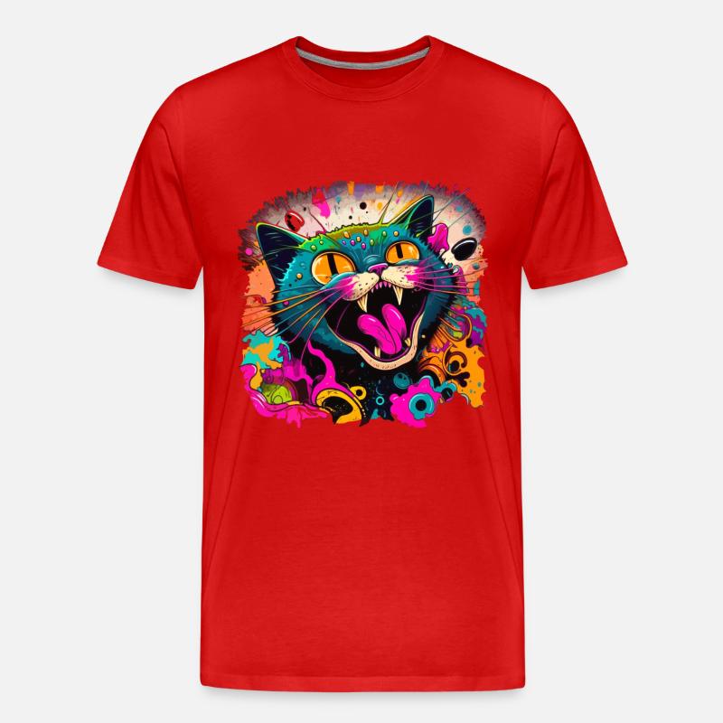 Katze im Graffiti Stil - Männer Premium Bio T-Shirt - Rot