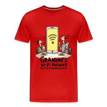 Grandma's Wi-Fi password - Men's Premium Organic T-Shirt - red - Front - Damien (186cm)