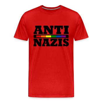 ANTI NAZIS - Männer Premium Bio T-Shirt - Rot - Vorne - Damien (186cm)