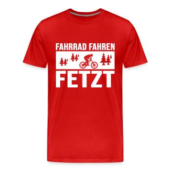 Bicycle Cyclist Wheelless Saddle Firm - Men's Premium Organic T-Shirt - red - Front - Damien (186cm)