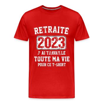 Retraité 2023 humour retraite cadeau pour retraité - T-shirt bio Premium Homme - rouge - Devant - Damien (186cm)