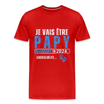 Je vais être papy en 2024 annonce naissance cadeau - T-shirt bio Premium Homme - rouge - Devant - Damien (186cm)