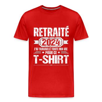 Retraité 2024 humour retraite cadeau pour retraité - T-shirt bio Premium Homme - rouge - Devant - Damien (186cm)