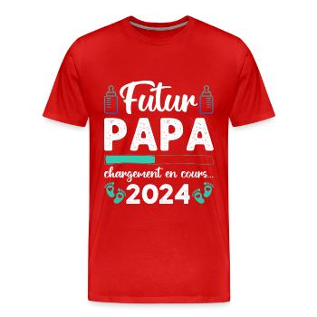 Futur papa 2024 annonce naissance cadeau pour père - T-shirt bio Premium Homme - rouge - Devant - Damien (186cm)