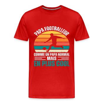 Papa footballeur humour foot cadeau fête des pères - T-shirt bio Premium Homme - rouge - Devant - Damien (186cm)