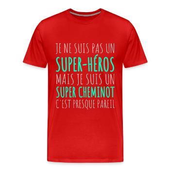 Super cheminot humour conducteur de train cadeau - T-shirt bio Premium Homme - rouge - Devant - Damien (186cm)