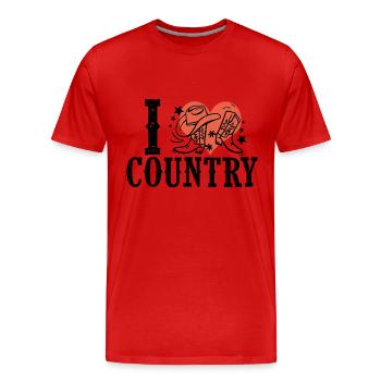 I like country music - Men's Premium Organic T-Shirt - red - Front - Damien (186cm)