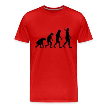 Evolution - Männer Premium Bio T-Shirt - Rot - Vorne - Damien (186cm)
