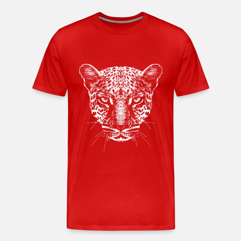 Leopard / Kopf / Grafik / Weiß - Männer Premium Bio T-Shirt - Rot