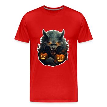 Werewolf Halloween - Men's Premium Organic T-Shirt - red - Front - Damien (186cm)