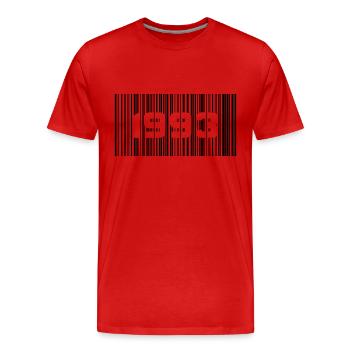 Année de naissance Anniversaire Born In - Fabriqué en 1993 - T-shirt bio Premium Homme - rouge - Devant - Damien (186cm)