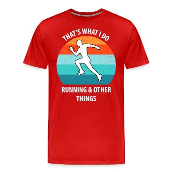 Joggen - Männer Premium Bio T-Shirt - Rot - Vorne - Damien (186cm)