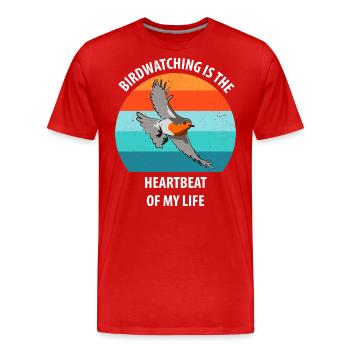 Vogelbeobachtung Vögel Beobachten Birding Vogel - Männer Premium Bio T-Shirt - Rot - Vorne - Damien (186cm)