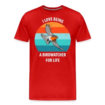 Vogelbeobachtung Vögel Beobachten Birding Vogel - Männer Premium Bio T-Shirt - Rot - Vorne - Damien (186cm)