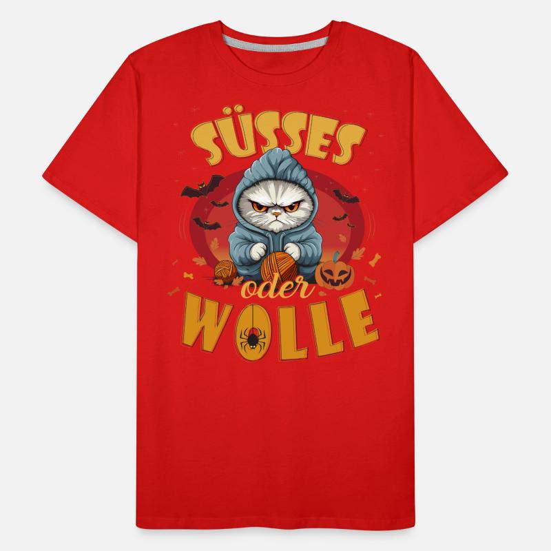 Süsses oder WOLLE - Wortspiel Halloween Männer Premium Bio T-Shirt