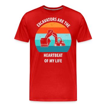 Excavatrice Excavatrice Conducteur Excavatrice Camion - T-shirt bio Premium Homme - rouge - Devant - Damien (186cm)