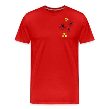 Abeilles en nid d’abeille - T-shirt bio Premium Homme - rouge - Devant - Damien (186cm)