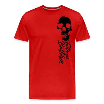 tatouage bâtard crâne encre Keep Calm Tattoo - T-shirt bio Premium Homme - rouge - Devant - Damien (186cm)
