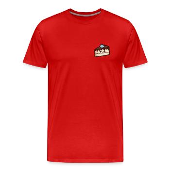 Stück Schoko-Mokka-Kuchen, süß und niedlich! - Männer Premium Bio T-Shirt - Rot - Vorne - Damien (186cm)