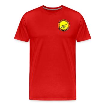 Mantrailer im Einsatz Jack Russel / Foxterrier - Männer Premium Bio T-Shirt - Rot - Vorne - Damien (186cm)
