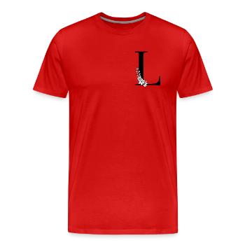 Lettre L - T-shirt bio Premium Homme - rouge - Devant - Damien (186cm)