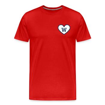 Lettre w cœur sport tendance bleu - idée cadeau - T-shirt bio Premium Homme - rouge - Devant - Damien (186cm)