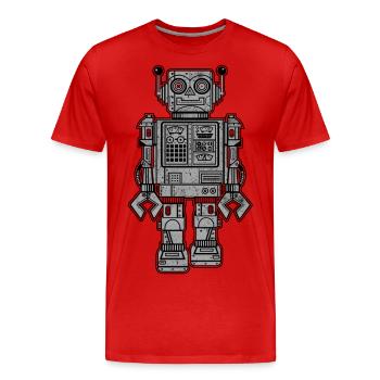 Retro Robot Toys - Men's Premium Organic T-Shirt - red - Front - Damien (186cm)