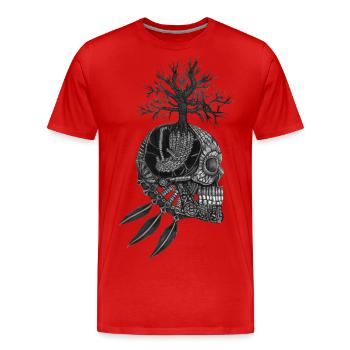 Hibernation - Men's Premium Organic T-Shirt - red - Front - Damien (186cm)