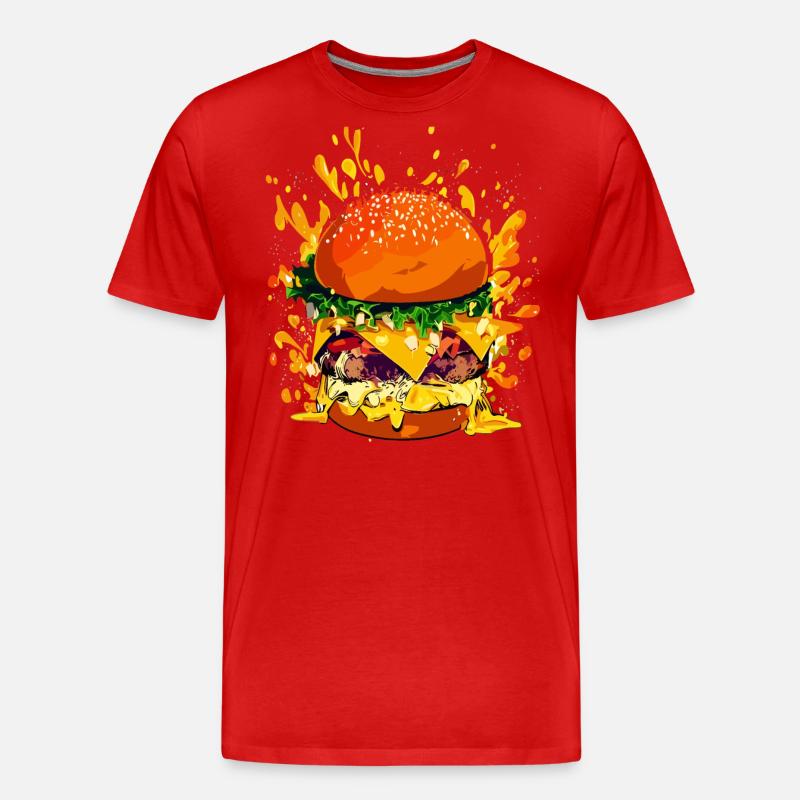 Extravaganter Cheeseburger mit Käse Splatter - Männer Premium Bio T-Shirt - Rot