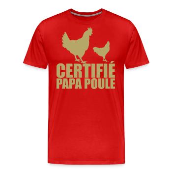 Bester Papa | Zertifizierte Papa-Henne - Männer Premium Bio T-Shirt - Rot - Vorne - Damien (186cm)