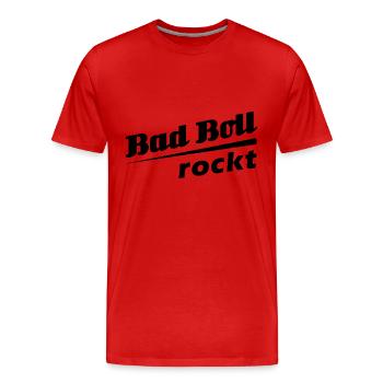 Bad Boll rockt - Textdesign mit Stadtnamen - Männer Premium Bio T-Shirt - Rot - Vorne - Damien (186cm)