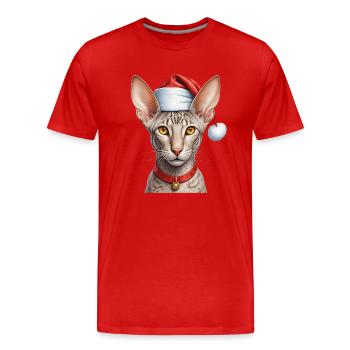 Weihnachten orientalische Kurzhaarkatze - Männer Premium Bio T-Shirt - Rot - Vorne - Damien (186cm)