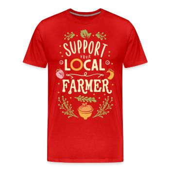 Support Your Local Farmer Bauer Landwirt - Männer Premium Bio T-Shirt - Rot - Vorne - Damien (186cm)