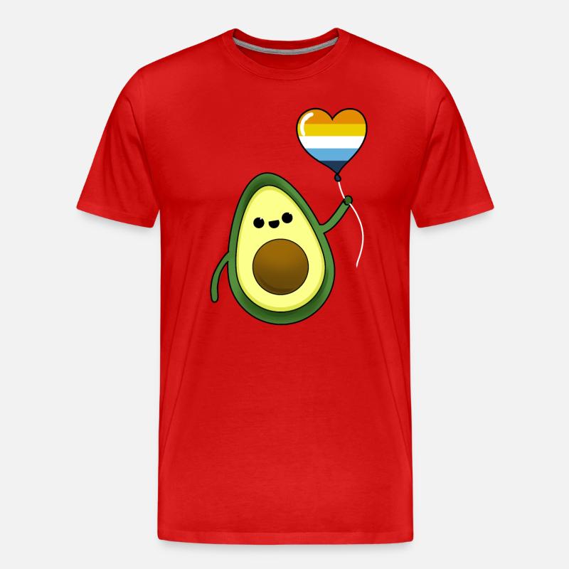 Avocado mit Aroace Pride Luftballon - Männer Premium Bio T-Shirt - Rot