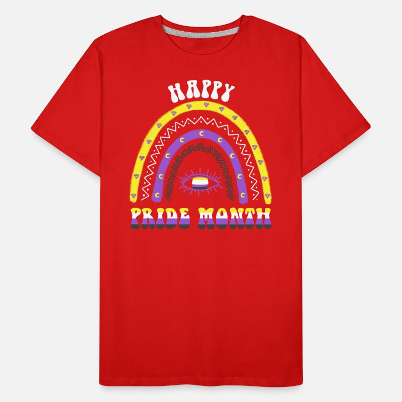 Boho Regenbogen Happy Pride Month Nonbinary Männer Premium Bio T-Shirt