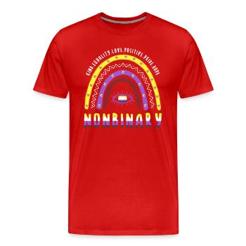 Boho Rainbow Non binaire - T-shirt bio Premium Homme - rouge - Devant - Damien (186cm)