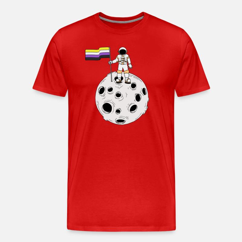 Nonbinary-Astronaut auf dem Mond Nonbinary-Flagge - Männer Premium Bio T-Shirt - Rot