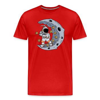Un astronaute exploite le marché boursier BTC - T-shirt bio Premium Homme - rouge - Devant - Damien (186cm)