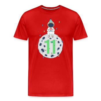 11th Birthday Space Birthday Party - Men's Premium Organic T-Shirt - red - Front - Damien (186cm)
