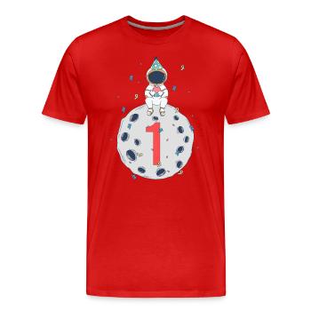 1st Birthday Space Birthday Party - Men's Premium Organic T-Shirt - red - Front - Damien (186cm)