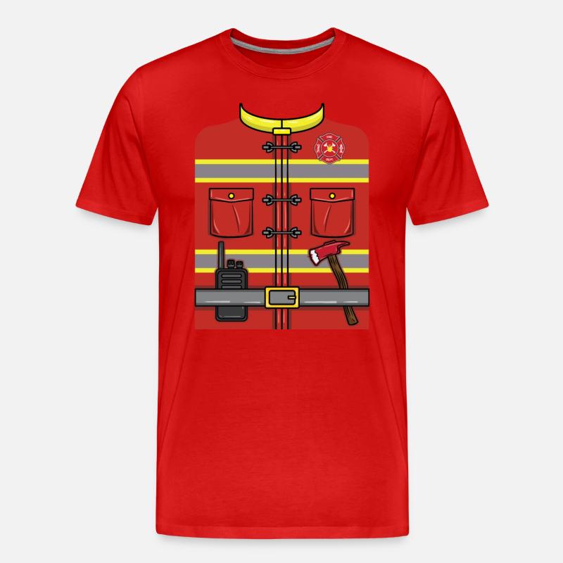 Feuerwehrmann Halloween Kostüm - Männer Premium Bio T-Shirt - Rot