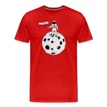 Astronaute lesbienne sur la lune Drapeau lesbien - T-shirt bio Premium Homme - rouge - Devant - Damien (186cm)