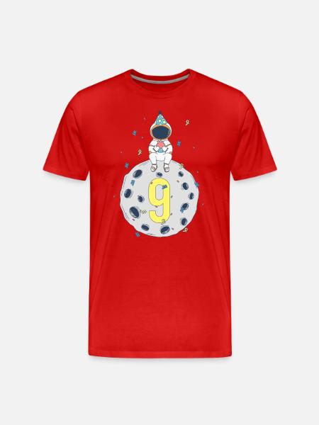9th Birthday Space Birthday Party - Men's Premium Organic T-Shirt - red