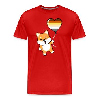 Shiba Inu Heart Balloon Gay Bear - T-shirt bio Premium Homme - rouge - Devant - Damien (186cm)