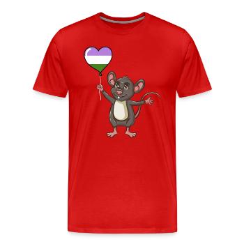 Mouse Heart Balloon Genderqueer Pride - T-shirt bio Premium Homme - rouge - Devant - Damien (186cm)
